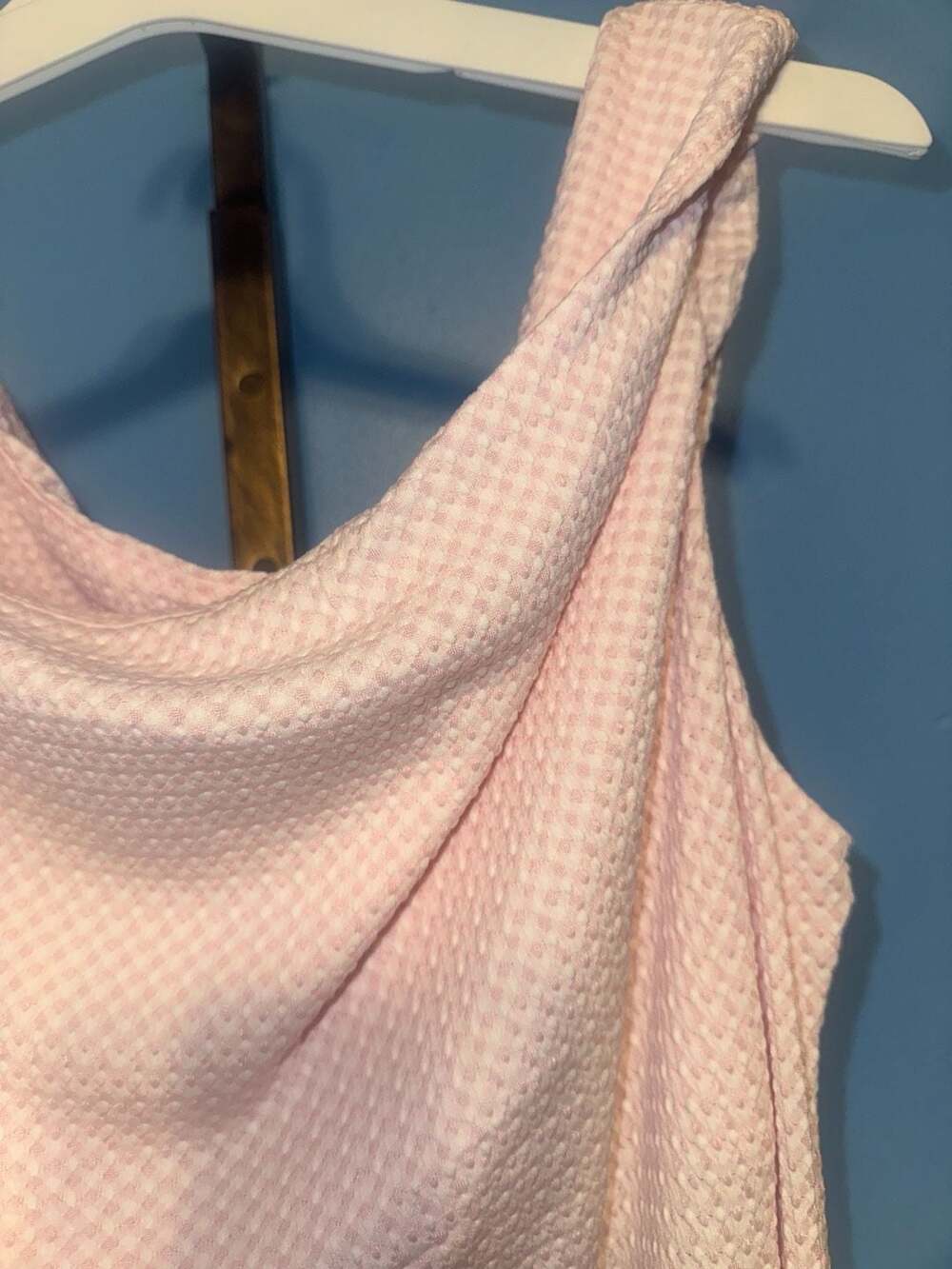 Wild Fable NWT Light Pink Gingham Seersucker Draped Cowl Neck Dress 2X - Picture 3 of 5